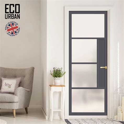 Handmade Eco Urban Boston 4 Pane Door Dd6311sg Frosted Glass Dark