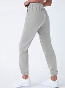 Shein Basics Cotton Drawstring Waist Slant Pocket Solid Fleece Joggers