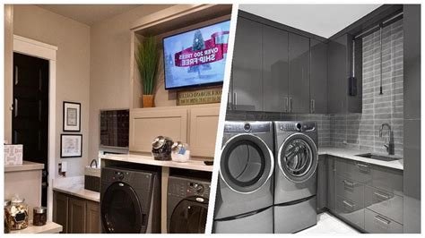 75 Laundry Room With Gray Cabinets And Ceramic Backsplash Design Ideas