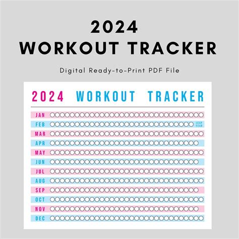 2024 Workout Tracker Sheet Planner Printable Pdf Digital Download