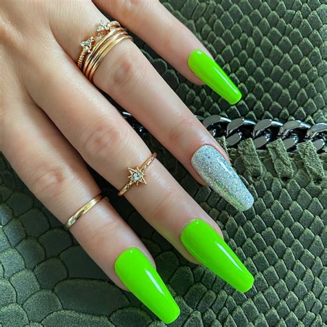 Neon Green Press On Nails Etsy