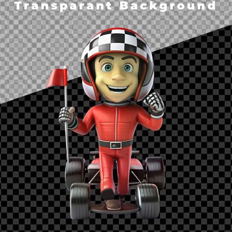 Transparent Background Psd D Race Car Driver Cartoon Racing On The