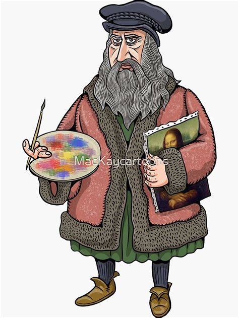 Leonardo Da Vinci Sticker For Sale By Mackaycartoons Leonardo Da