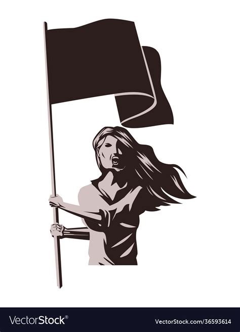 Woman With Flag Royalty Free Vector Image Vectorstock