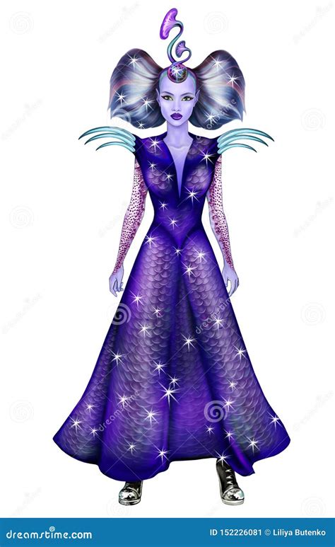 Beautiful Alien Fantasy Woman Illustration Stock Image 133096399