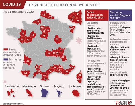 ÉPIDÉMIE Coronavirus la carte des 42 départements classés en zone rouge