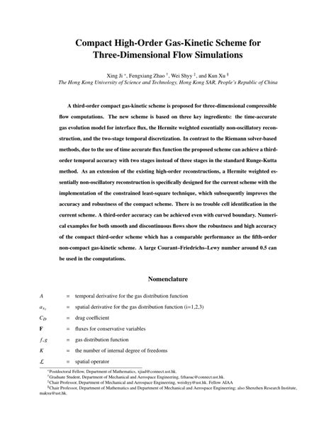 PDF Compact High Order Gas Kinetic Scheme For Three Dimensional Flow