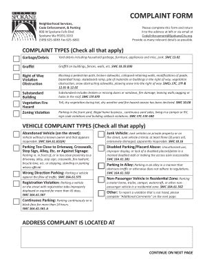 Fillable Online Code Enforcement Complaint Form Code Enforcement