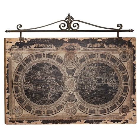 Litton Lane Vintage Style World Map Metal And Wood Wall Art The