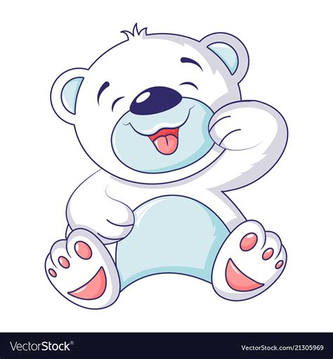 Cute white bear icon cartoon style Royalty Free Vector Image