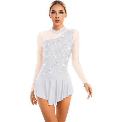 Freebily Justaucorps Femme Robe De Danse Contemporaine Strass Brillant