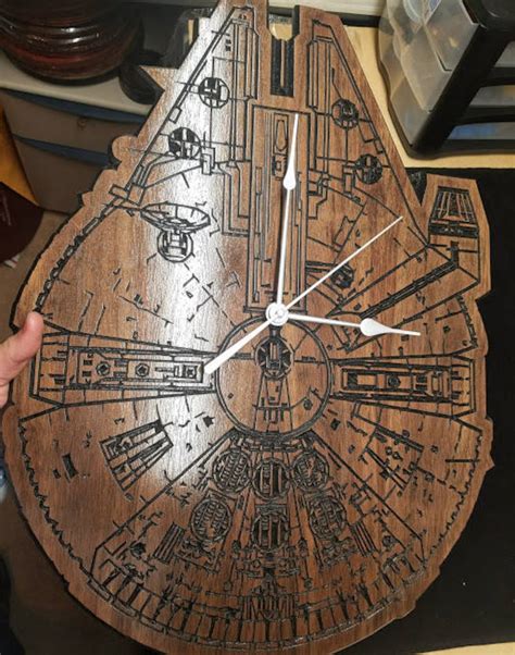 Star Wars Millennium Falcon Clock Engraved Wall Art Custom Etsy