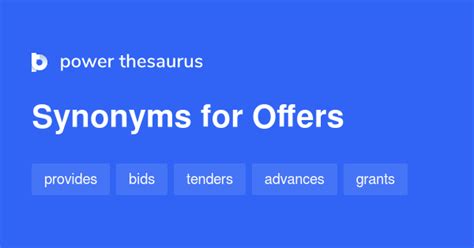 Offers synonyms - 742 Words and Phrases for Offers