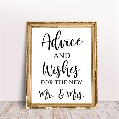 Advice And Wishes For The New Mr Mrs Wedding Print Etsy