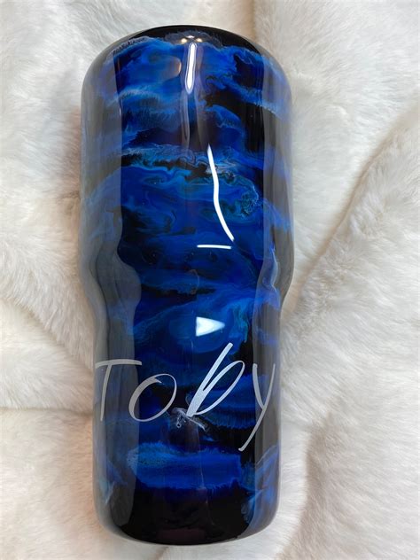 Custom Alcohol Ink Back The Blue Tumbler Custom Epoxy Alcohol Etsy