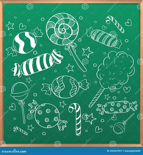 Hand Drawn Doodle Icons On Chalkboard Stock Vector Illustration Of Doodle Draw 242267597