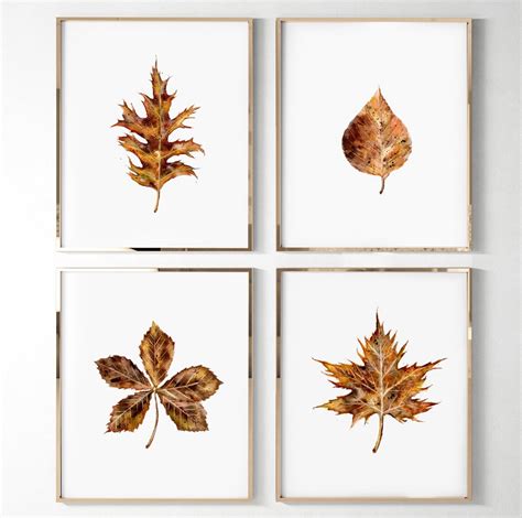 Fall Leaves Printable Dry Leaf Artfall Leaves Watercolor Painting
