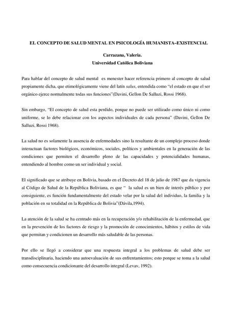 El Concepto De Salud Mental En Psicolog A Humanista Existencial