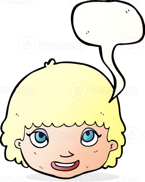 Cartoon Happy Female Face With Speech Bubble 45144026 Png