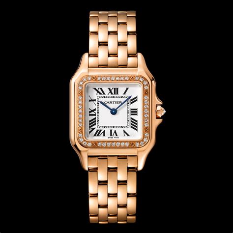 Medium size Panthère de Cartier watch in rose gold with diamonds