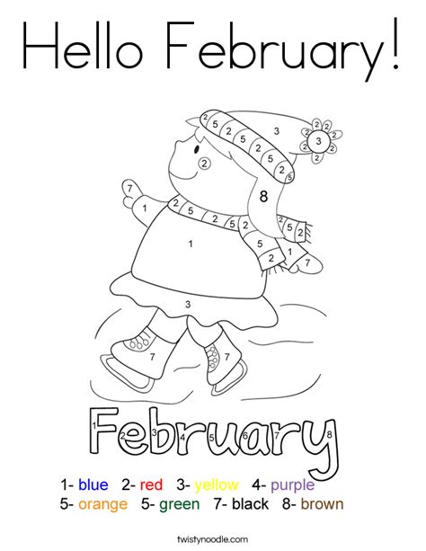 Hello February Coloring Page - Twisty Noodle