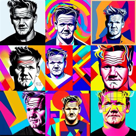 A Portrait Of Gordon Ramsay Geometric Art Rounded Stable Diffusion