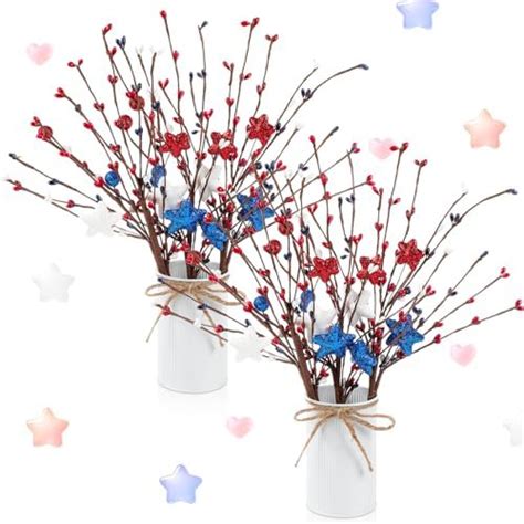 Silifine 2 Sets Labor Day Patriotic Centerpieces For Tables