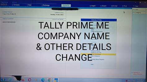 How To Change Company Details In Tally Prime Youtube