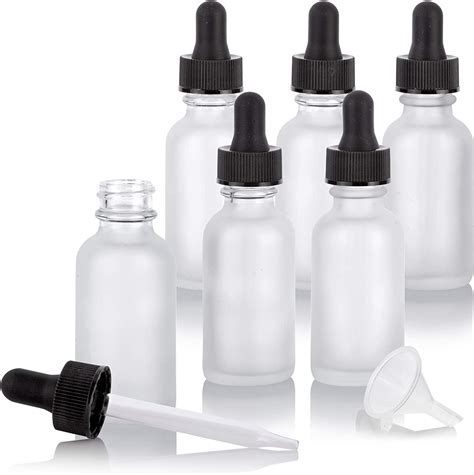 Juvitus 1 Oz 30 Ml Frosted Clear Glass Boston Round Bottle With Black Dropper 6