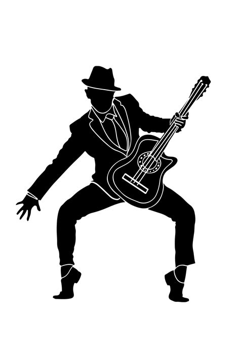 Stylish Guitar Player Silhouette Vector Illustration For Music