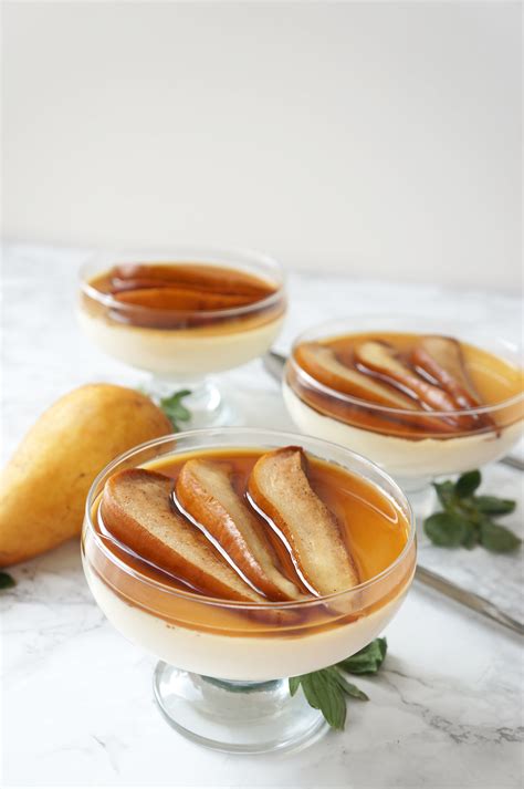 Bourbon Poached Pear Panna Cotta One Broads Journey