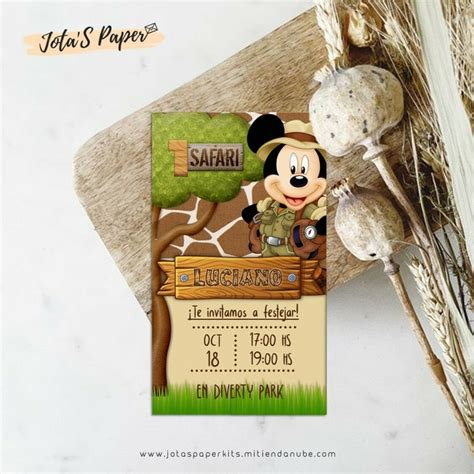 Invitacion Digital MICKEY SAFARI Jotas Paper Kits