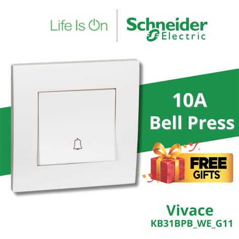 Schneider Electric Vivace Series 10a 250v 1 Gang Bell Press Switch With Bell Icon White