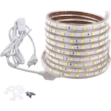 Ruban Led M Avec Interrupteur Blanc Froid Bande Lumineuse V