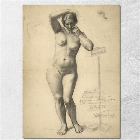 Standing Female Nude Gustave Courbet ภาพพมพบนผาใบแคนวาส
