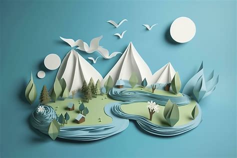 Paper Art Ecology And World Water Day Saving Water And World