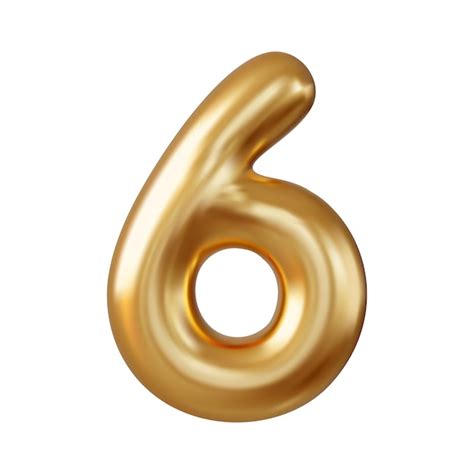 Premium Vector 3d Number 6 Six Number Sign Gold Color