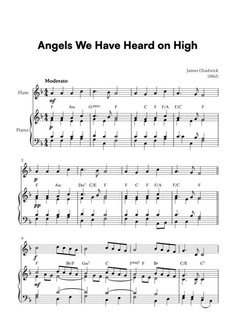 Angels We Have Heard On High For Flute And Piano Arr Cadenza