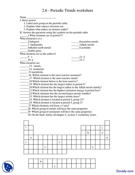 Chemistry Periodic Table Worksheet 2 Answer Key — db-excel.com