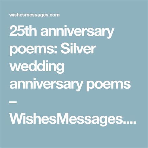 25th Anniversary Poems Silver Wedding Anniversary Poems Anniversary Poems Wedding