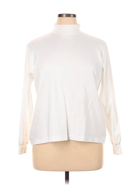 Lands End 100 Baumwolle Solid White Ivory Long Sleeve Turtleneck Size