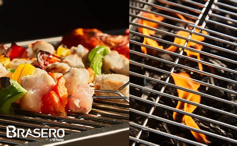 BRASERO Barbecue Charbon de Bois Malaga Grille en Acier chromé 72 x