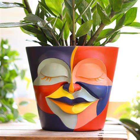 Gugugo Inch Abstract Rainbow Head Planter Unique Face Plant Pot With