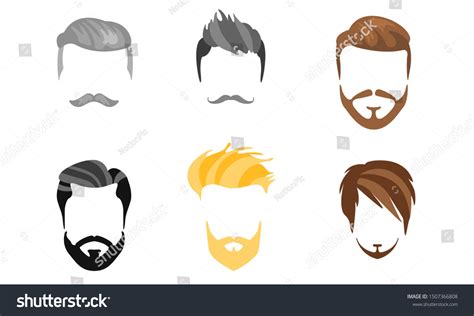 Different Male Hairstyles Beards Mustaches Types Vetor Stock Livre De