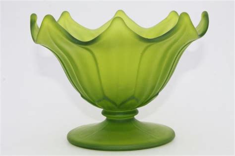 Green Mist Frosted Satin Glass Lotus Flower Vase Vintage Westmoreland Glass