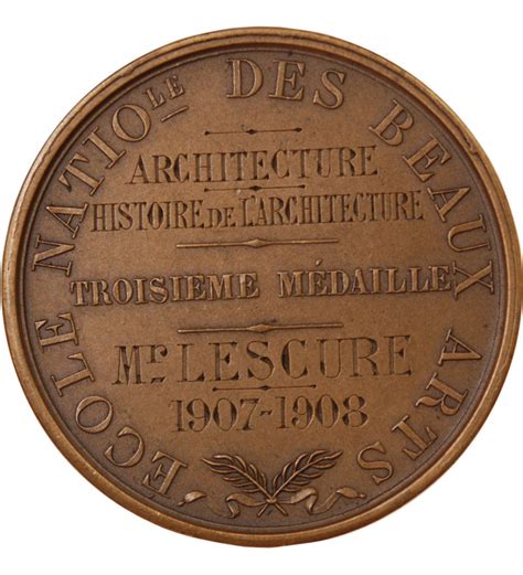 Ecole Nationale Des Beaux Arts Medaille Bronze Attribu E En