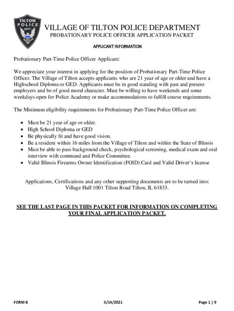 Fillable Online Police Department Application Package For Fax Email