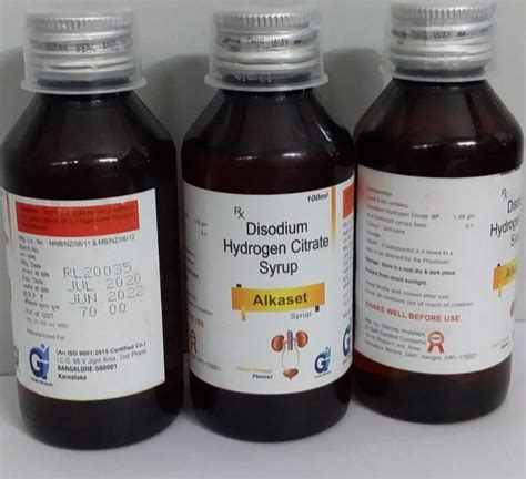 Allopathic Disodium Hydrogen Citrate Syrup Alkaset Syrup In Pan