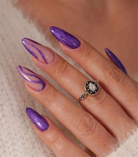 Matte Purple Nails Purple And Silver Nails Purple Nail Art Violet Nails Sparkly Nails