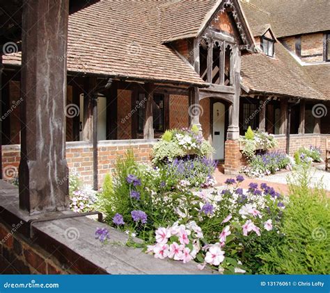 Medieval English Courtyard Garden And Cloister Stock Image Image Of